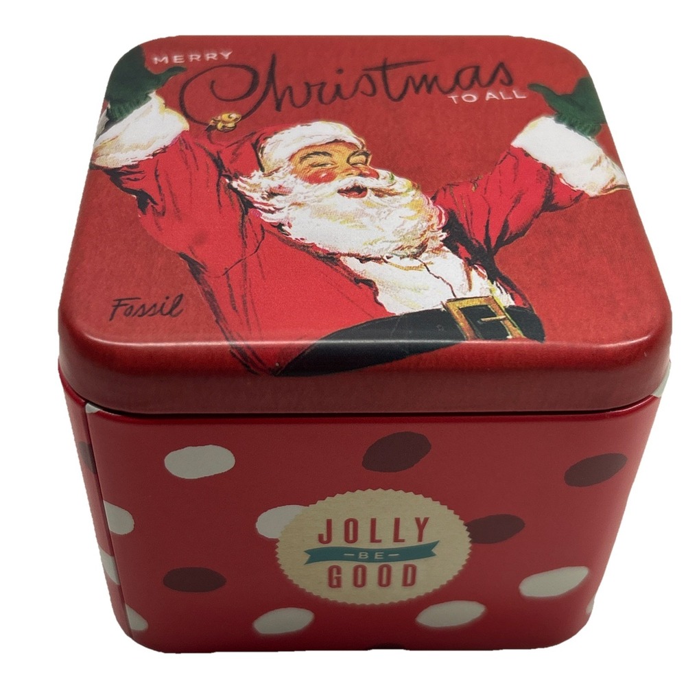 Fossil Merry Christmas Santa Jolly Be Good Watch Tin SBT-1111 Vintage